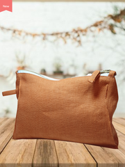 Light Chestnut linen toiletry bag