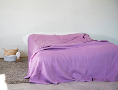 Deep Rose linen bed throw