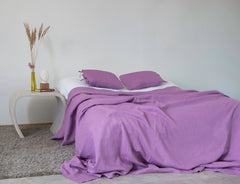 Deep Rose linen bed throw