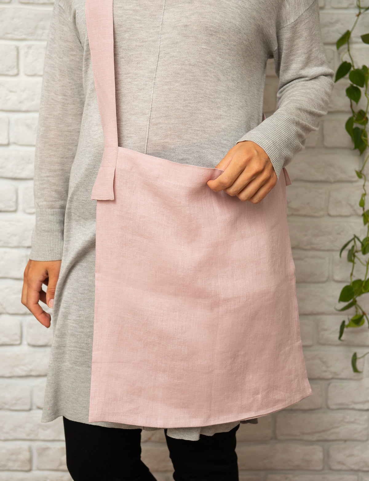 Pale Pink crossbody linen bag