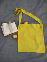 Lemon linen crossbody bag