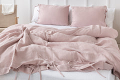 Deep Rose linen pillowcase with ties