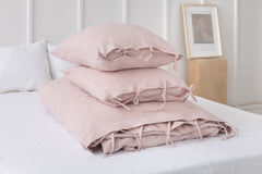 Pale Pink linen bedding set with ties