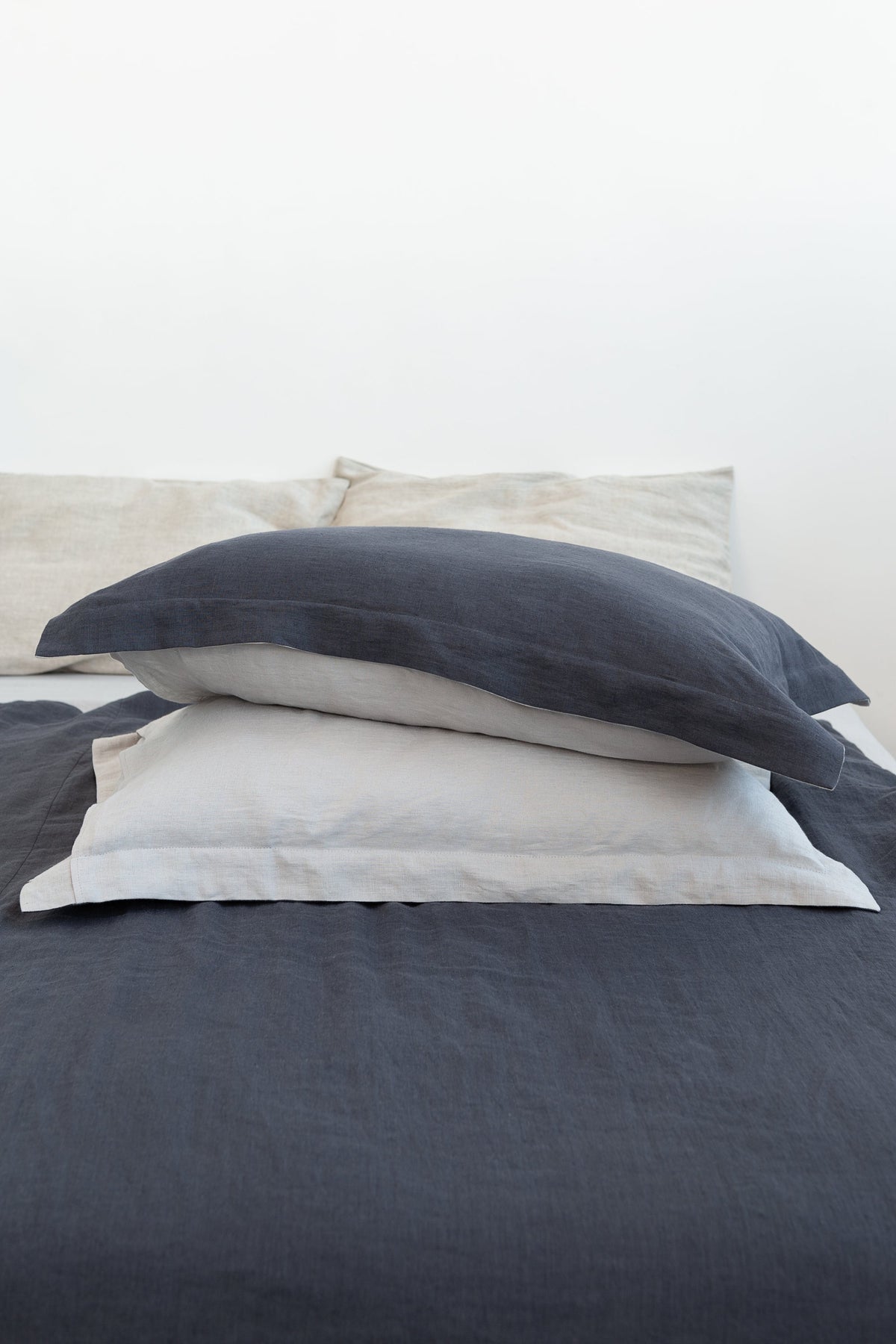 Linen Sham Pillowcase in Light Grey