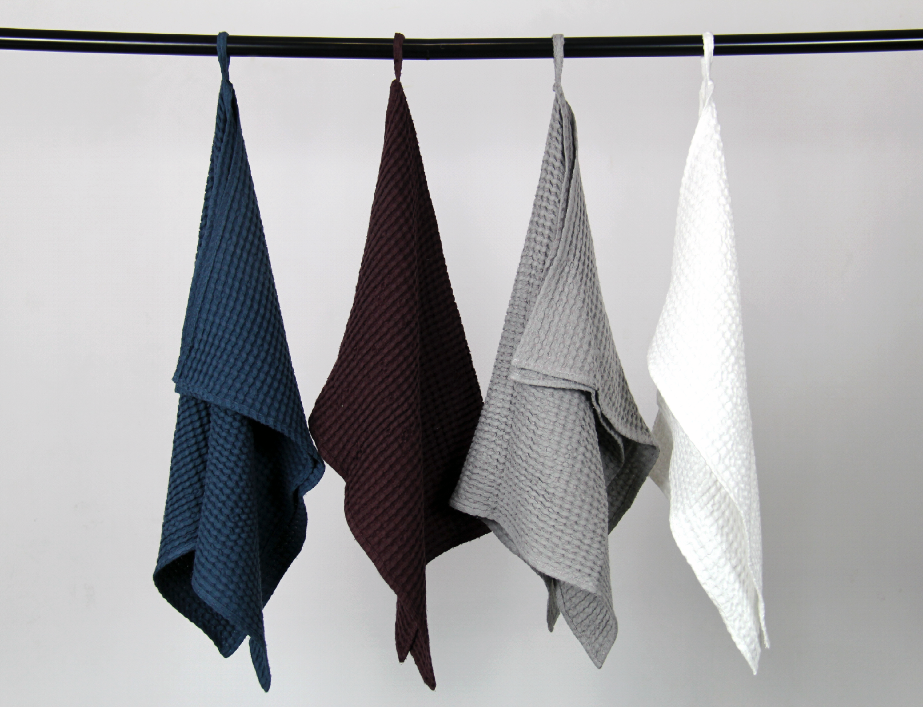 Asphalt Grey linen waffle towel