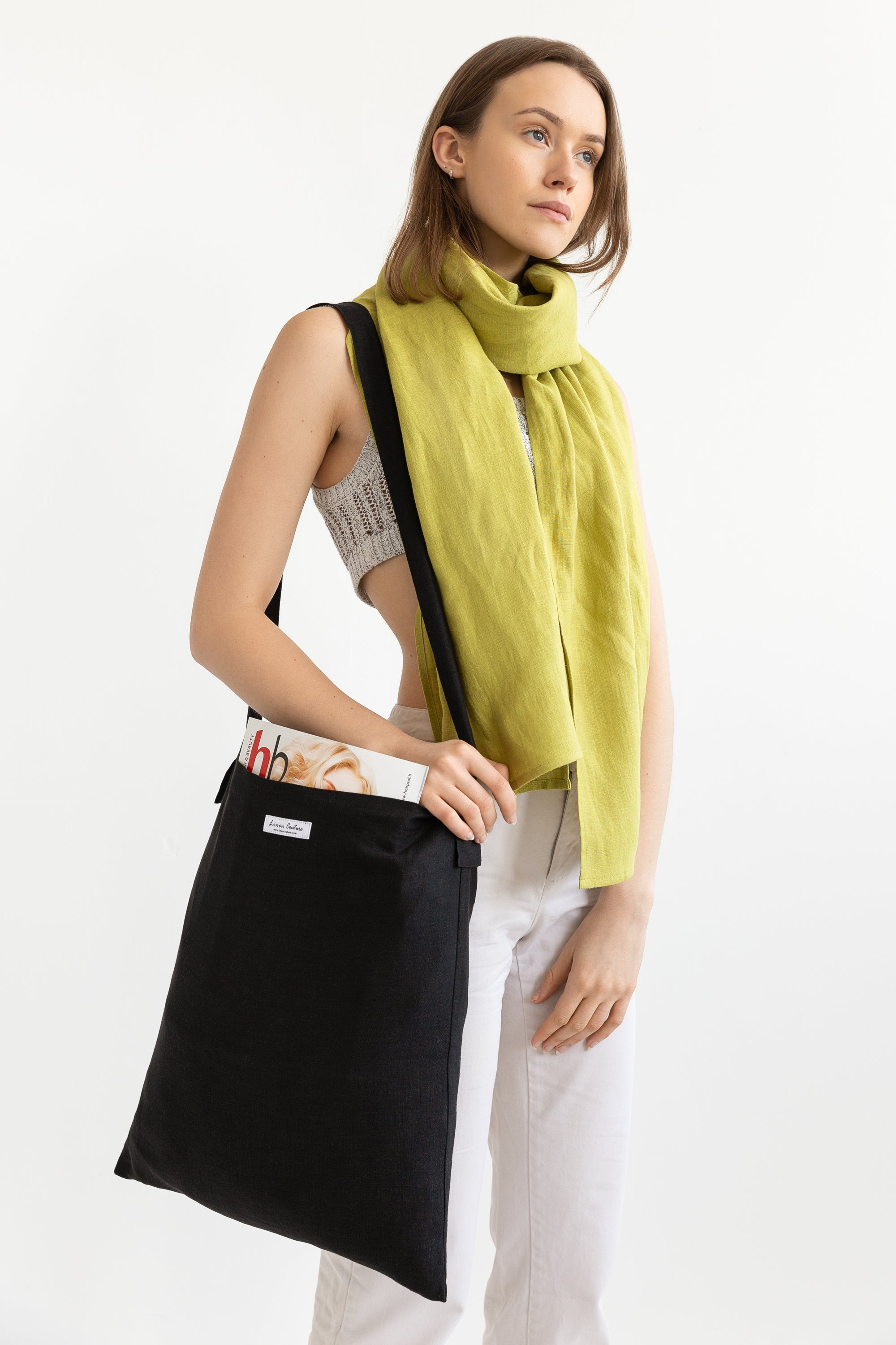 Safari Green crossbody linen bag