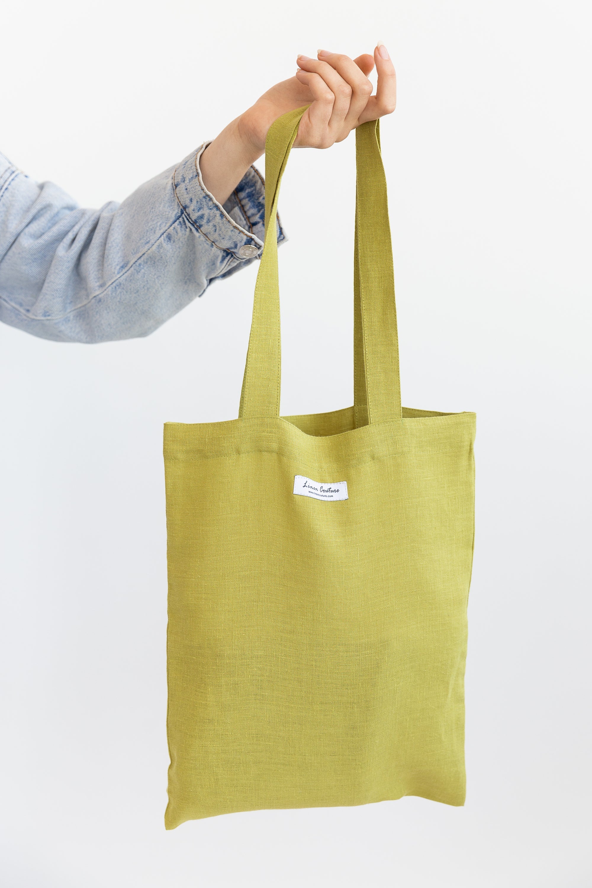 Greyish Mint linen tote bag