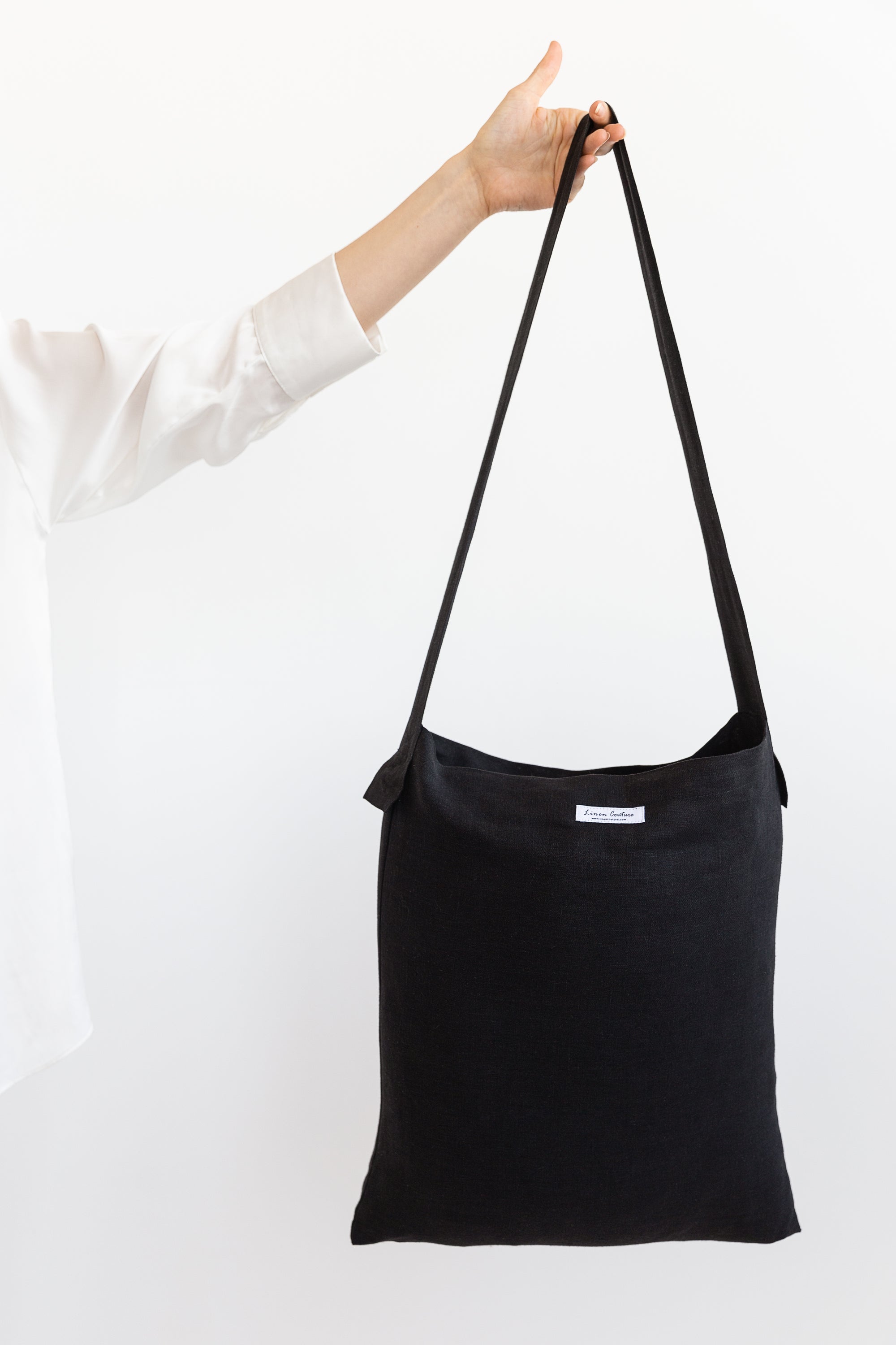 Black crossbody linen bag