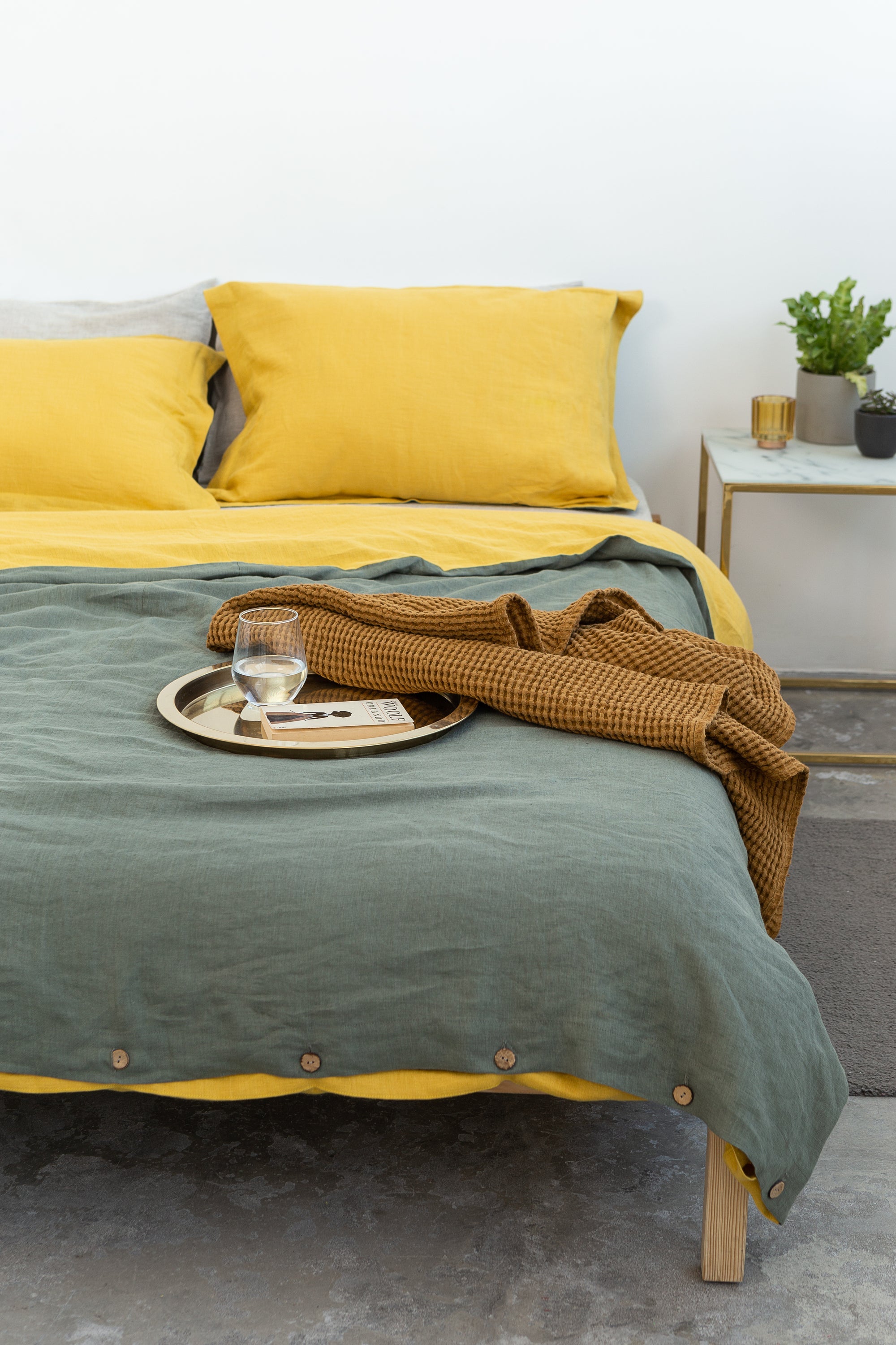 Amber waffle linen towel