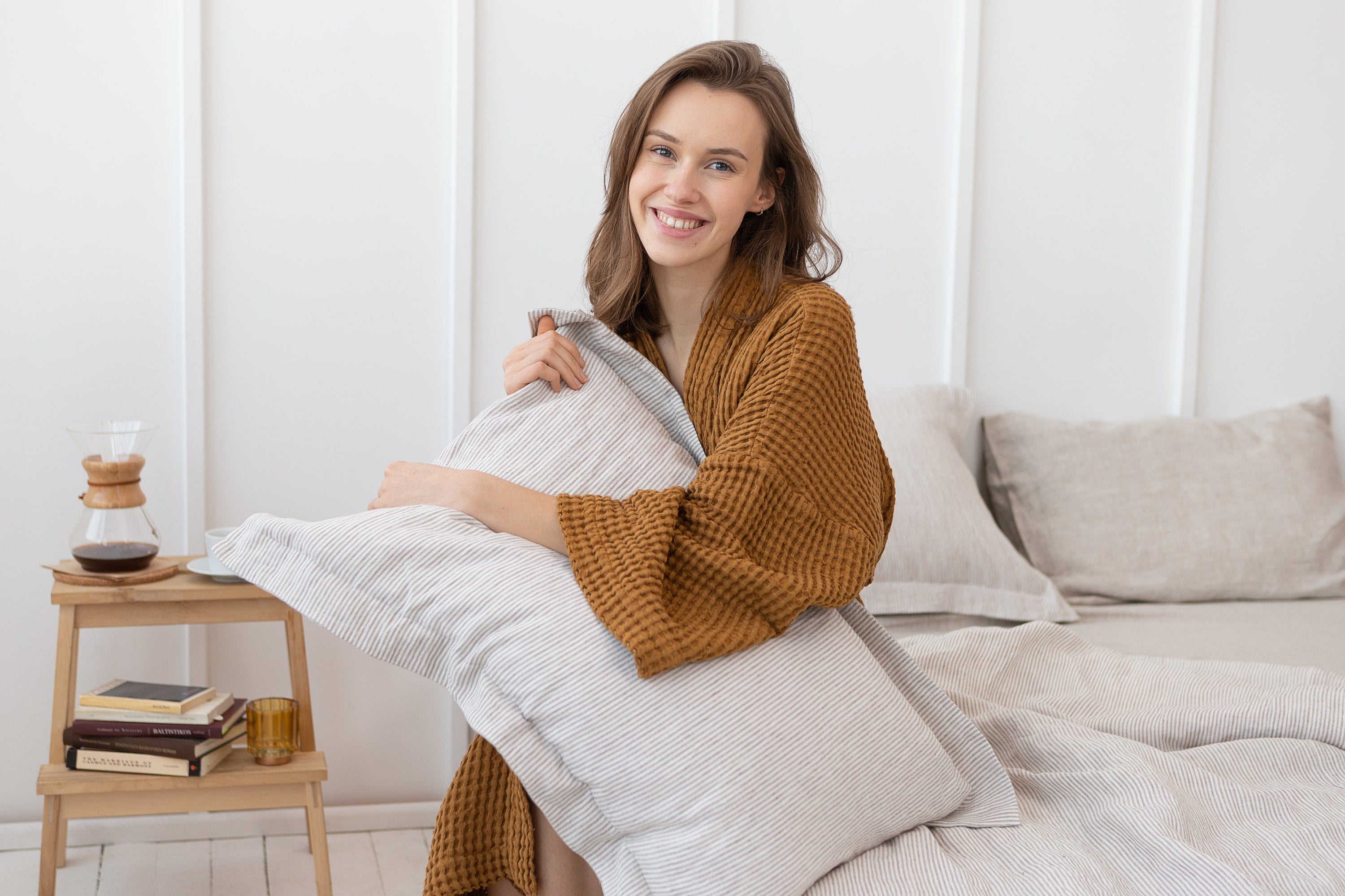 Linen Sham Pillowcase in Light Grey