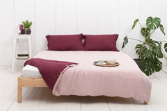 Dark Plum and Pale Pink double side linen bedding set, two tones