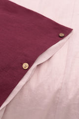 Dark Plum and Pale Pink double side linen bedding set, two tones