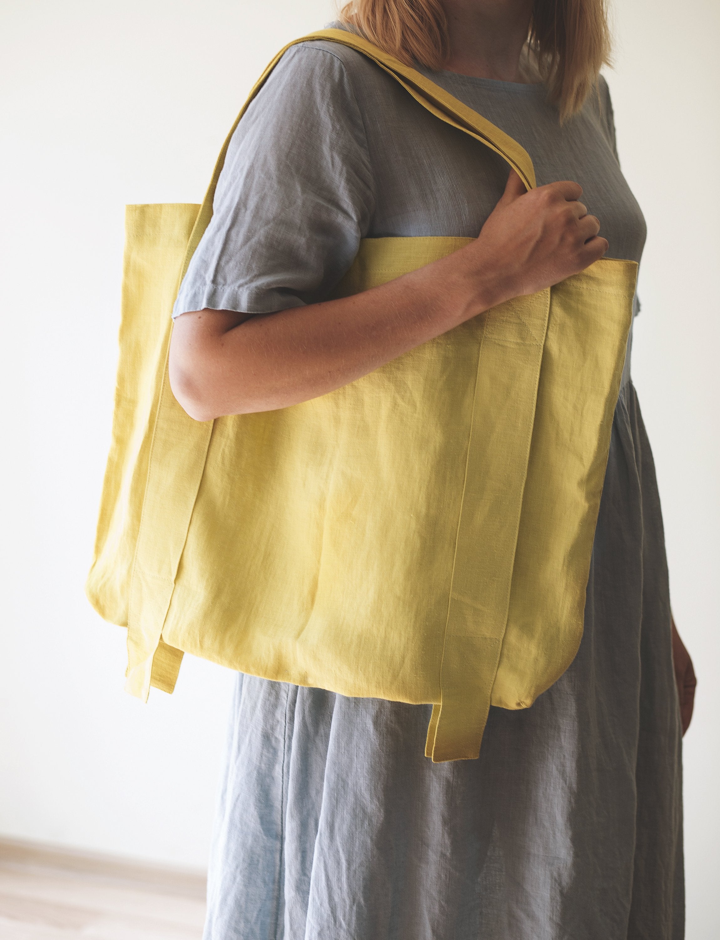 Light Grey and Grey linen canvas bag two tones