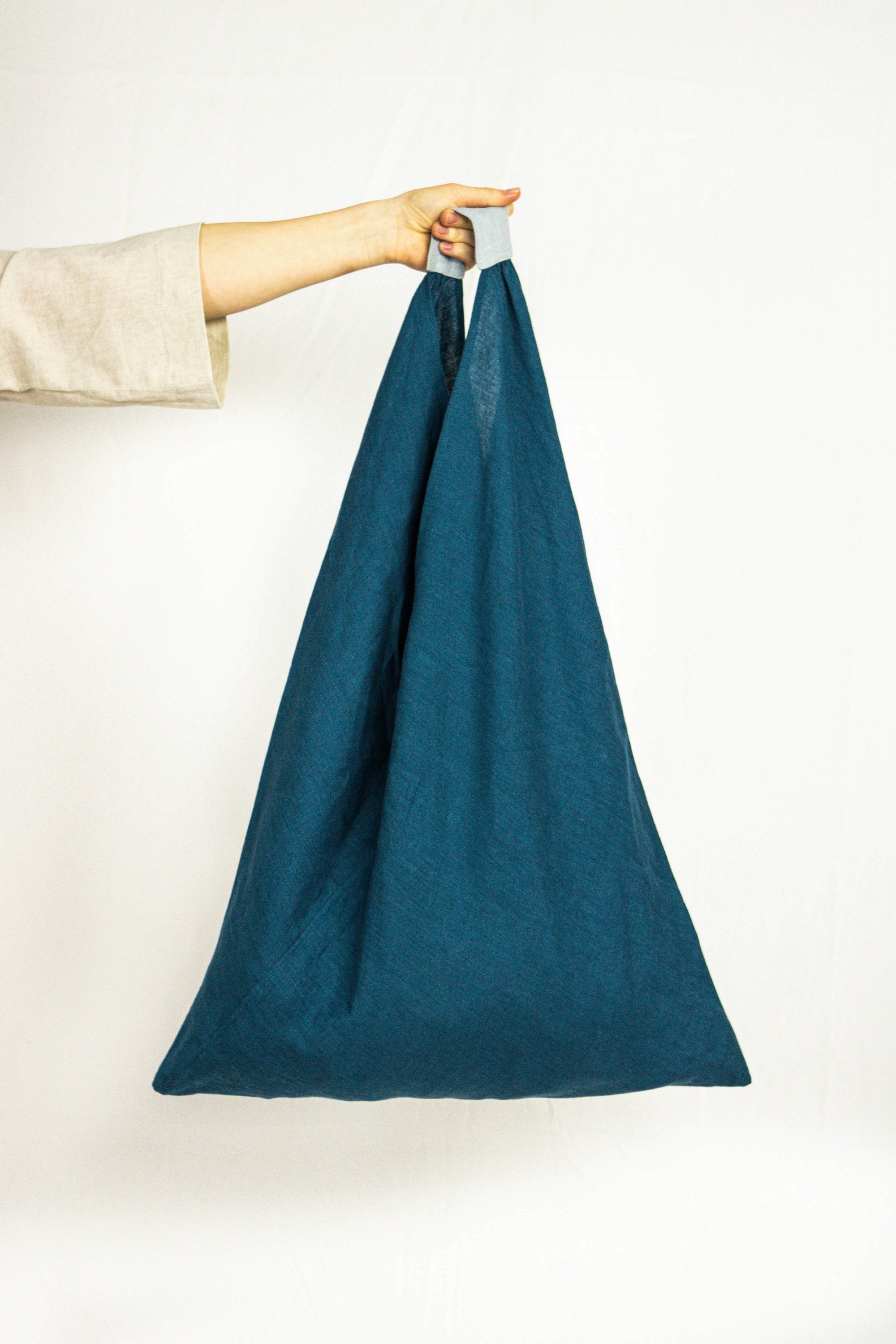 Moss Green linen triangle bag