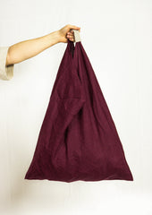 Dark Plum linen origami tote bag