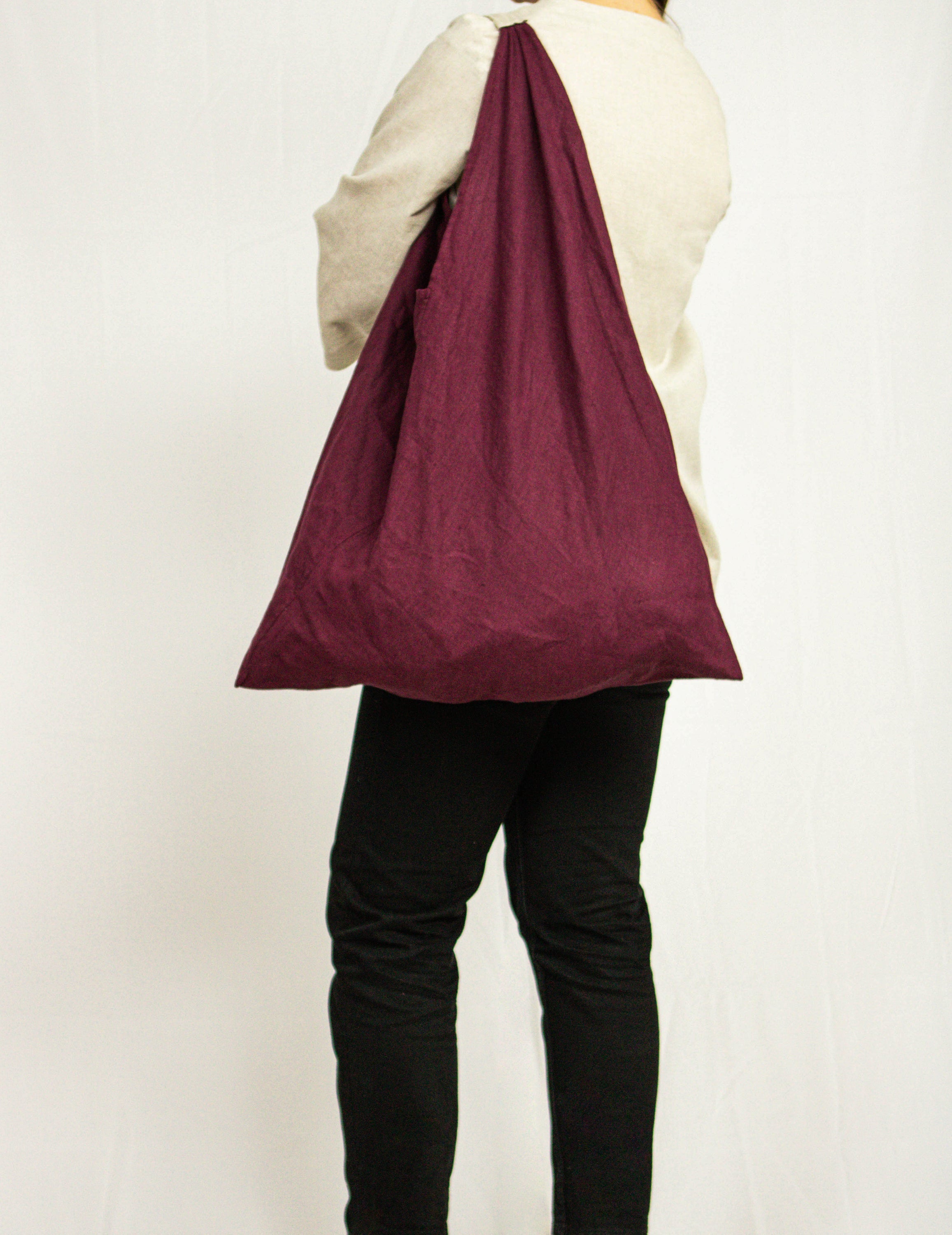 Dark Sea Blue linen triangle bag