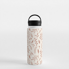 Pink Falling Leaves Handle Lid Water Bottle