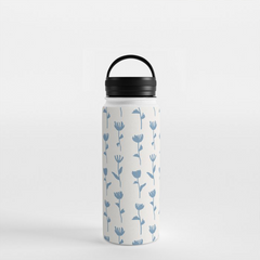 Light Blue Flower Handle Lid Water Bottle