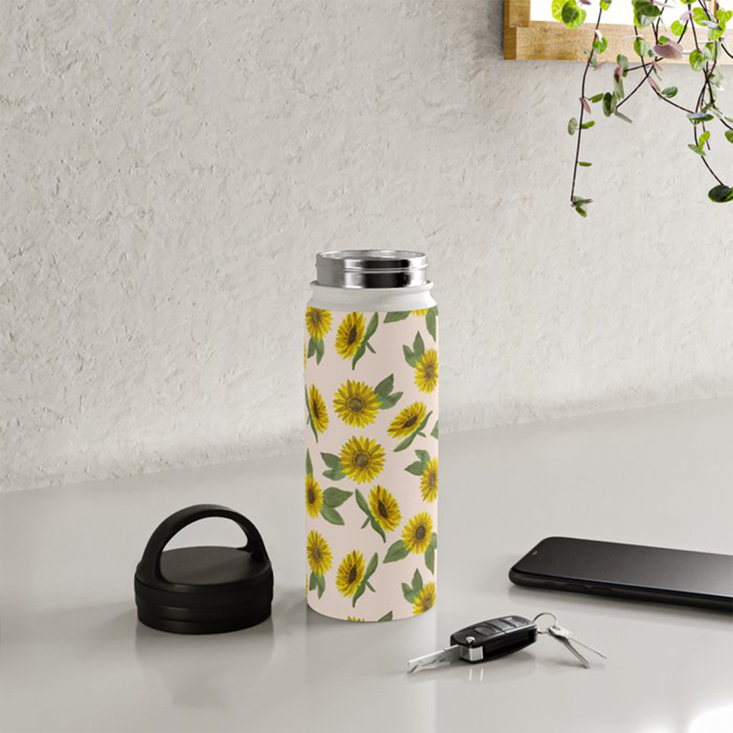 Sunflower Handle Lid Water Bottle