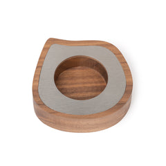 Taper candle or tealight holder | walnut, stainless steel