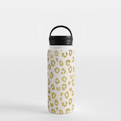 Gold Leopard Print Handle Lid Water Bottle