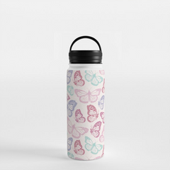 Pink Butterfly Handle Lid Water Bottle