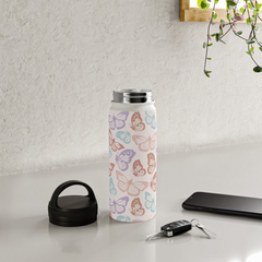 Rainbow Butterfly Handle Lid Water Bottle