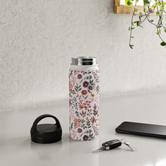 Bright Watercolor Flower - Pink - Handle Lid Water Bottle