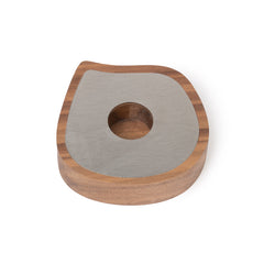 Taper candle or tealight holder | walnut, stainless steel