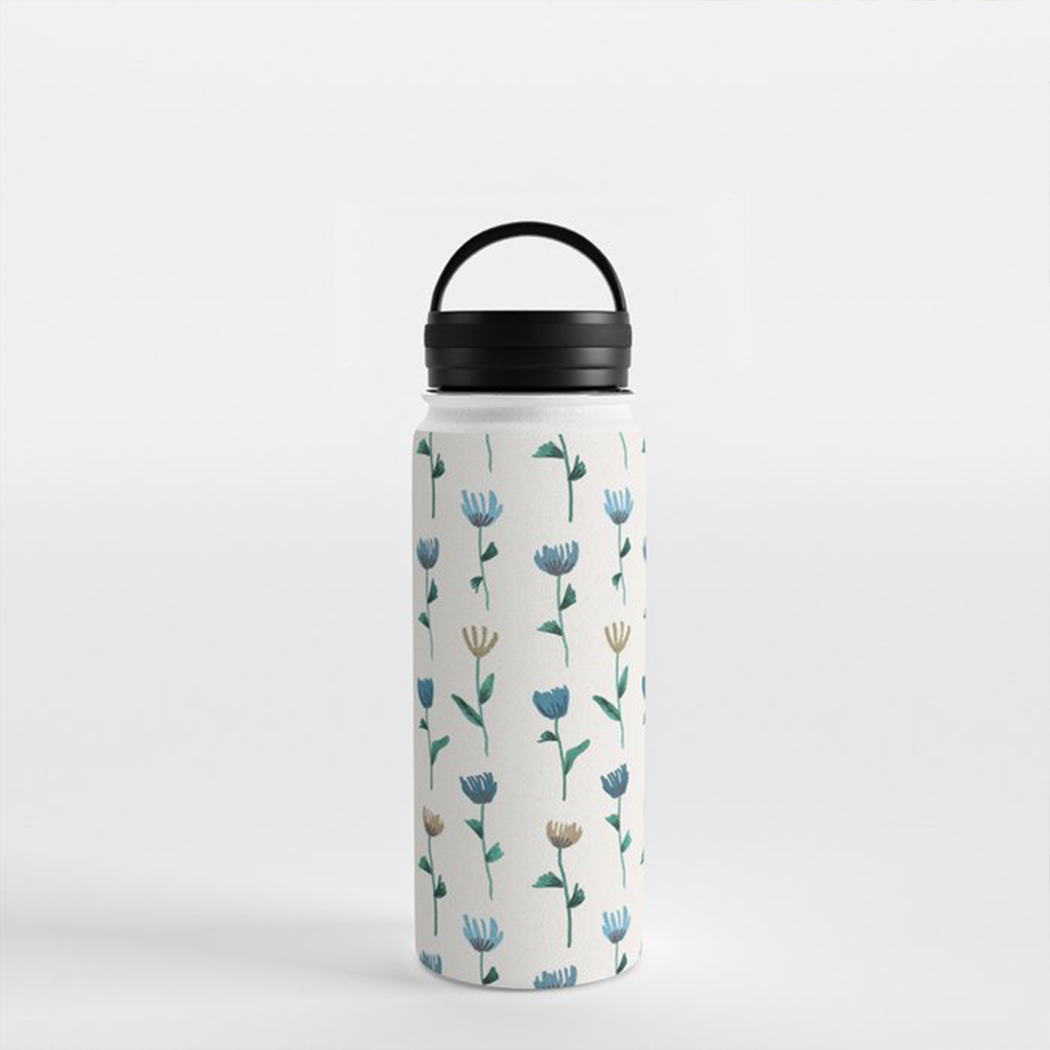 Colorful Flower Handle Lid Water Bottle