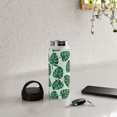 Monstera Watercolor Handle Lid Water Bottle