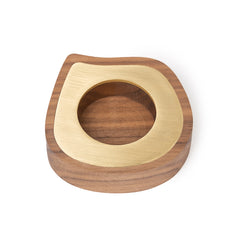 Taper candle or tealight holder | walnut, brass