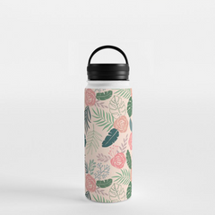 Tropical Floral Handle Lid Water Bottle