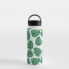 Monstera Watercolor Handle Lid Water Bottle