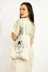 Natural Light linen tote bag with embroidery