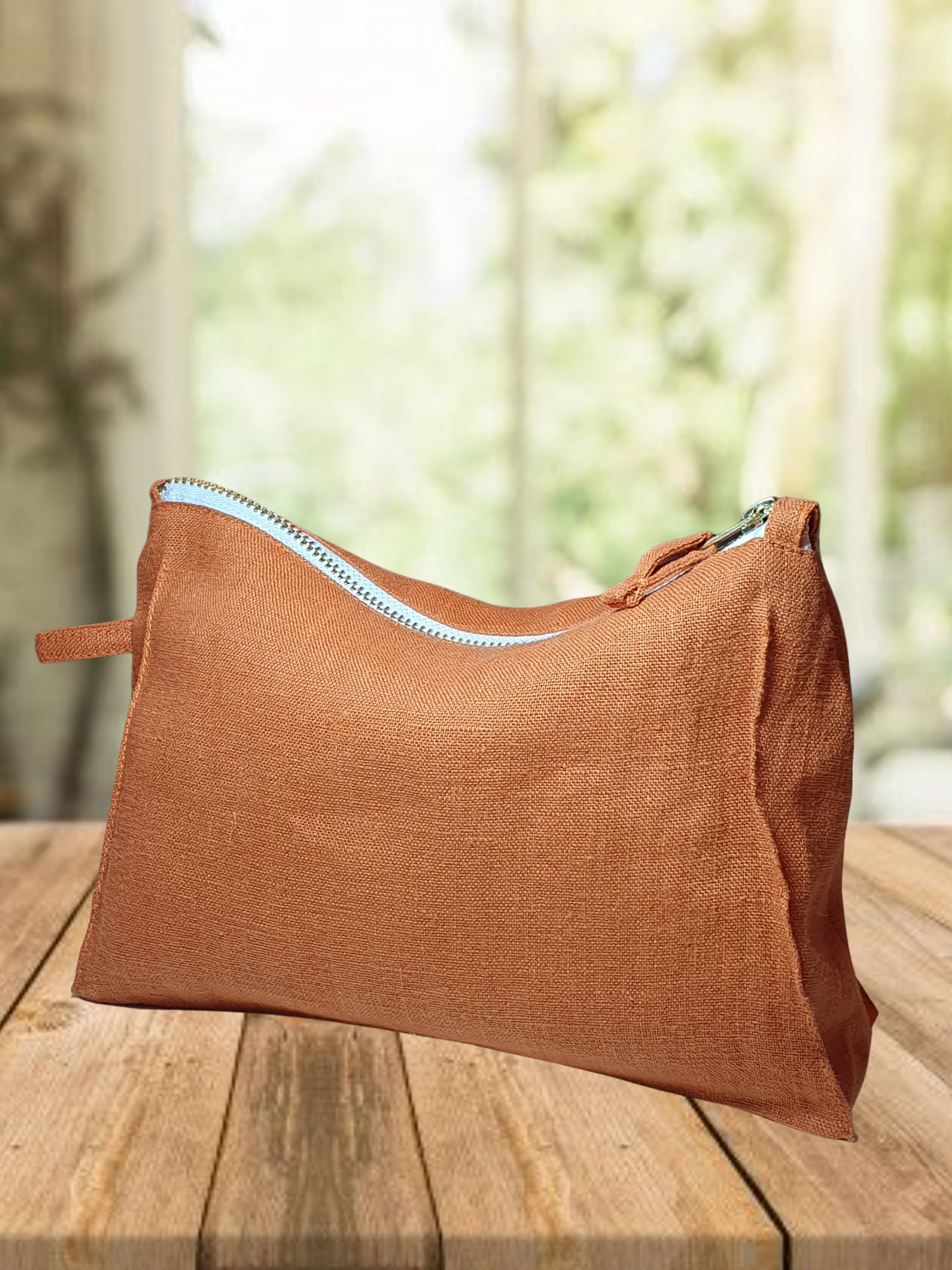 Light Chestnut linen toiletry bag