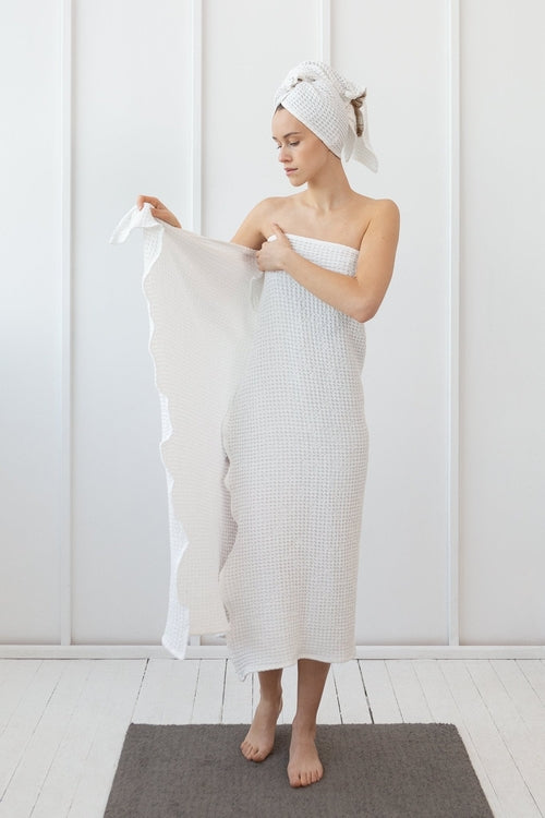 Greyish Green linen waffle towel