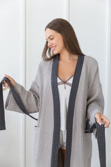 Light Grey and Grey linen waffle robe two tones