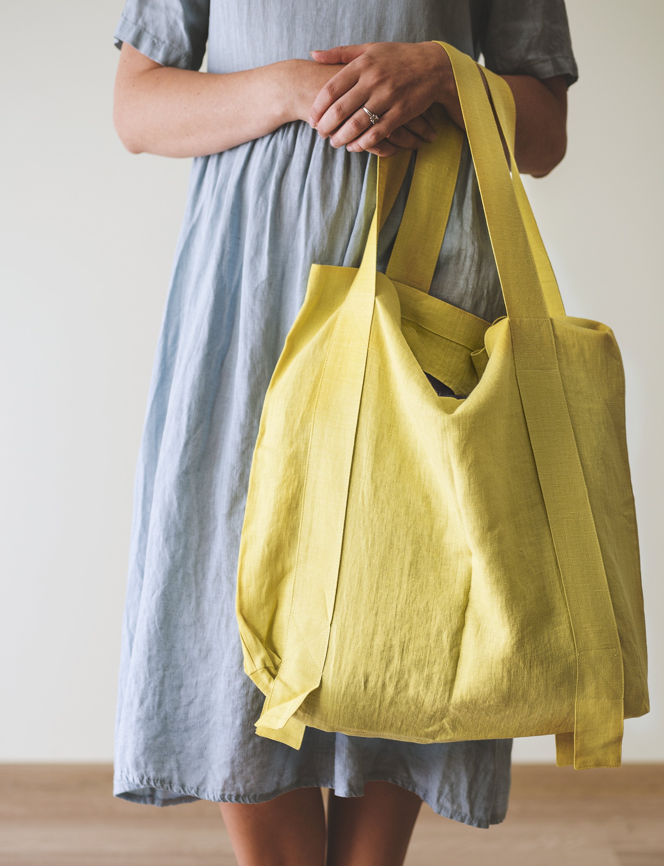 Light Grey and Grey linen canvas bag two tones