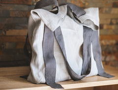 Light Grey and Grey linen canvas bag two tones