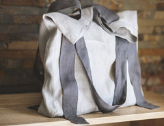 Safari Green and Greyish Mint linen canvas bag with two tones